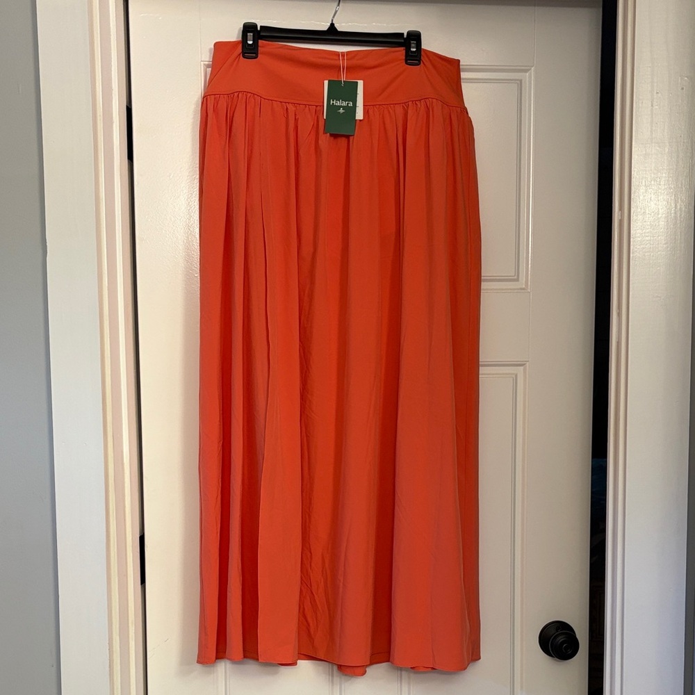 HALARA NWT Women's Vibrant Orange Maxi Breezeful Skirt with built-in bloomers XL